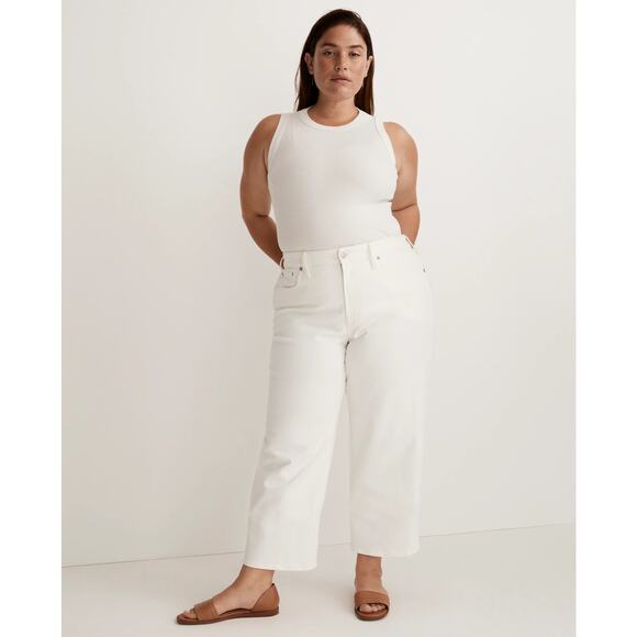 Madewell White The Perfect Vintage Wide Leg Crop Denim Jeans 14W Plus DM1626 - Picture 1 of 15